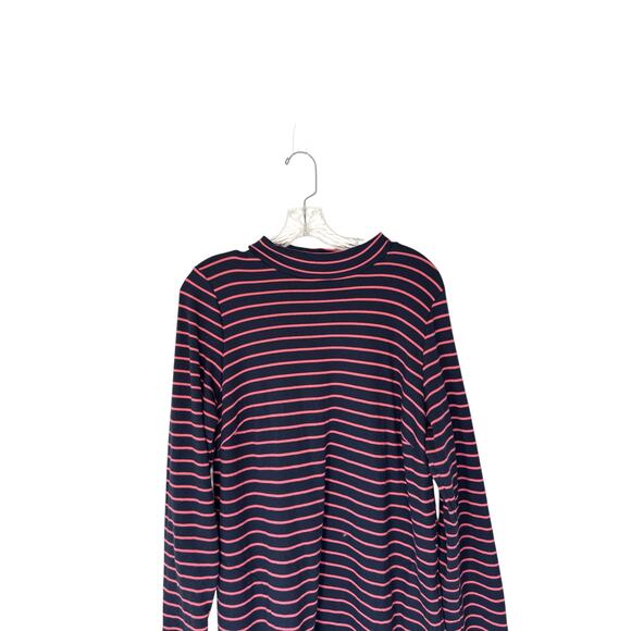 J. Jill Dress Pink Blue Striped Short Mock Neck Long Sleeve Casual Large - Picture 6 of 11